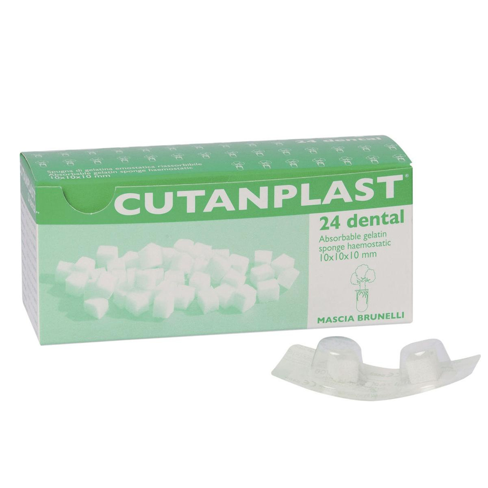 Spugna Emostatica Cutanplast Dentale Riassorbibile 24 Pz. Misura 10x10x10 mm.